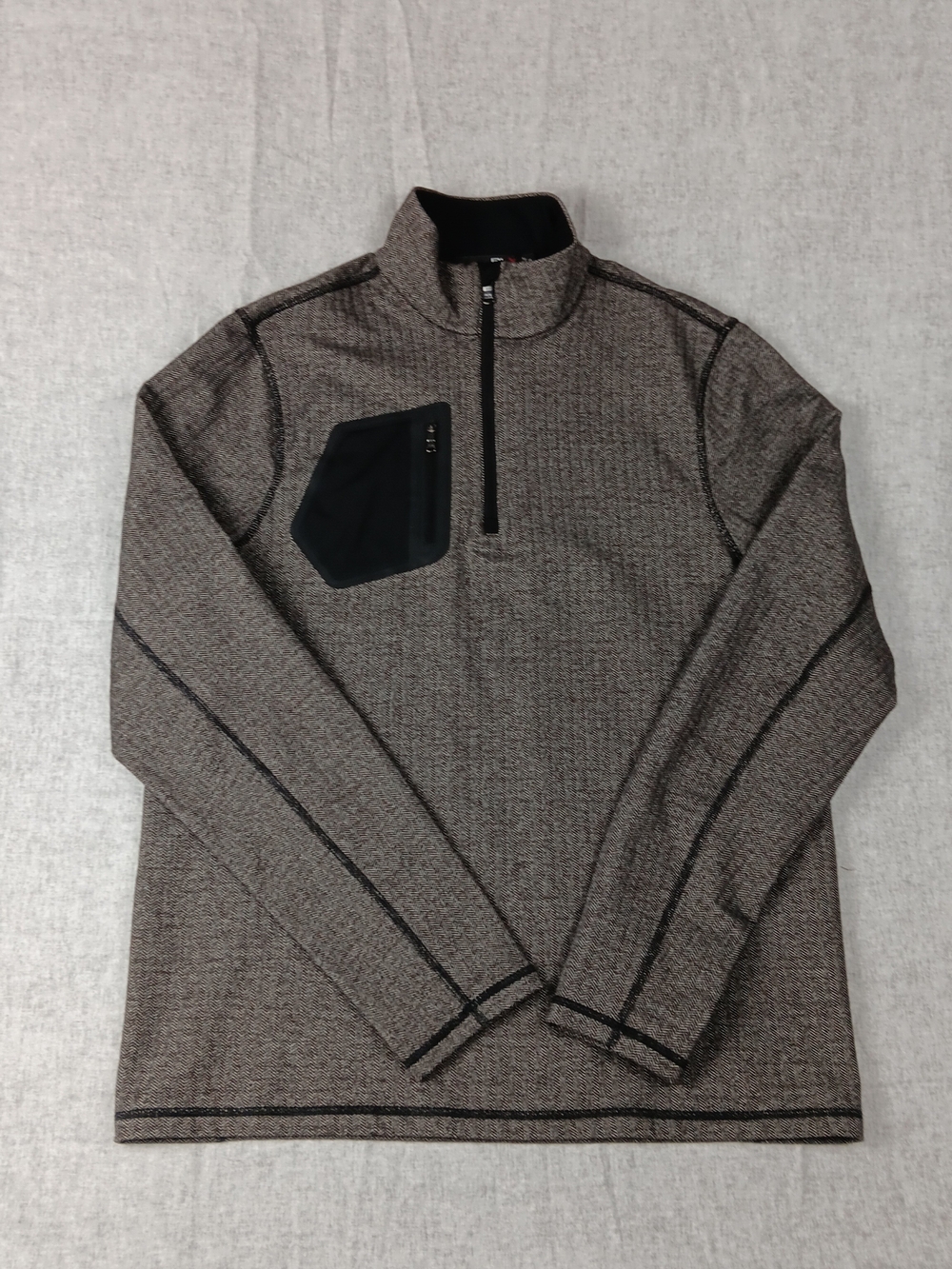 RLX Ralph Lauren Men's Golf Grey Black Zip-Up Pullover Black Chest Pocket Size M